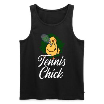 Funny Tennis Player Racket Chicken - Men's Premium Organic Tank Top - black - Front - Michal (187cm)