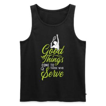 Drôle de joueur de tennis raquette bon - Débardeur bio Premium Homme - noir - Devant - Michal (187cm)