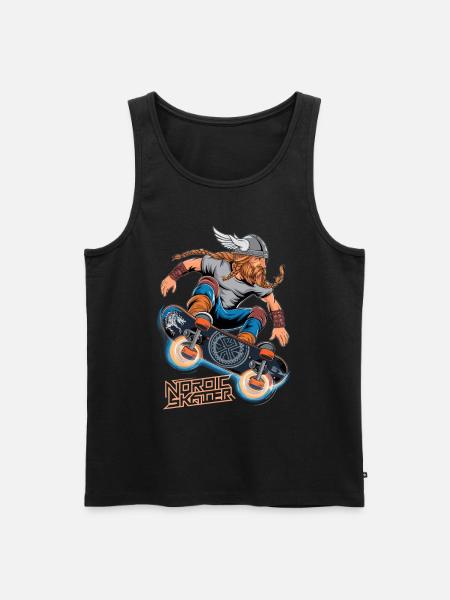 Wikinger-Krieger-Skateboarder - Männer Premium Bio Tank Top - Schwarz