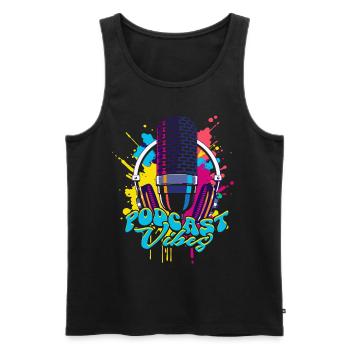 Podcast Vibes Podcaster Podcasting - Männer Premium Bio Tank Top - Schwarz - Vorne - AI Model Male 178 light (178cm)