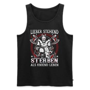 Lieber stehend sterben als kniend leben - Männer Premium Bio Tank Top - Schwarz - Vorne - Michal (187cm)