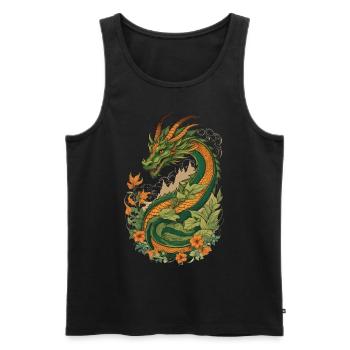 Mystical Garden of Dragons - Men's Premium Organic Tank Top - black - Front - AI Model Male 178 light (178cm)