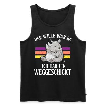 Rhino Tshirt Funny Funny Humor Sarcasm Irony - Men's Premium Organic Tank Top - black - Front - Michal (187cm)