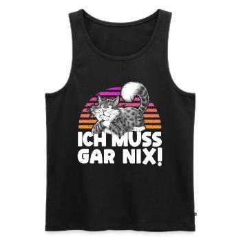 Lazy Tshirt Work Cat Funny Sarcasm Office - Men's Premium Organic Tank Top - black - Front - Michal (187cm)