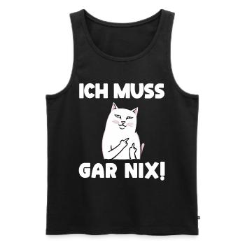Lazy Tshirt Work Cat Funny Sarcasm Office - Men's Premium Organic Tank Top - black - Front - Michal (187cm)