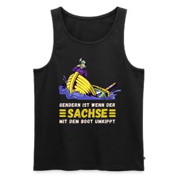Gendern Tshirt Herren Damen Lustig Witzig Spruch - Männer Premium Bio Tank Top - Schwarz - Vorne - Michal (187cm)