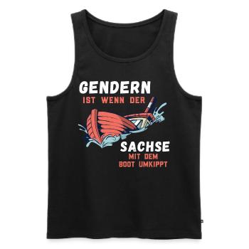 Gendern Tshirt Herren Damen Lustig Witzig Spruch - Männer Premium Bio Tank Top - Schwarz - Vorne - Michal (187cm)