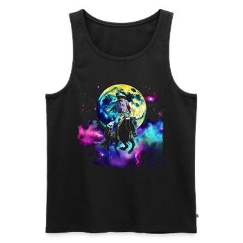 Bullrider Bull Riding Cowboy Howling Moon - Men's Premium Organic Tank Top - black - Front - Michal (187cm)
