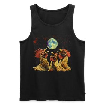 Hühnerfarmer Bauernhof Heulender Mond - Männer Premium Bio Tank Top - Schwarz - Vorne - Michal (187cm)