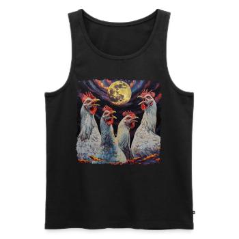 Hühnerfarmer Bauernhof Heulender Mond - Männer Premium Bio Tank Top - Schwarz - Vorne - Michal (187cm)