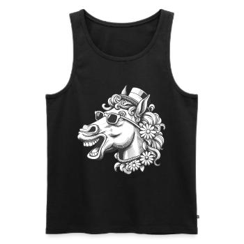 Pferd Pferde lustig witzig spaßig Gaul Reiterin - Männer Premium Bio Tank Top - Schwarz - Vorne - AI Model Male 178 light (178cm)