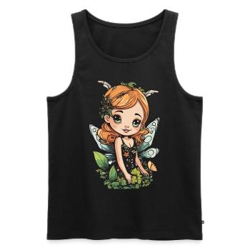Blühende Waldfee – ein bezaubernder Naturgeist - Männer Premium Bio Tank Top - Schwarz - Vorne - AI Model Male 178 light (178cm)