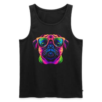 Mops Hund Sonnenbrille Popart - Männer Premium Bio Tank Top - Schwarz - Vorne - Michal (187cm)