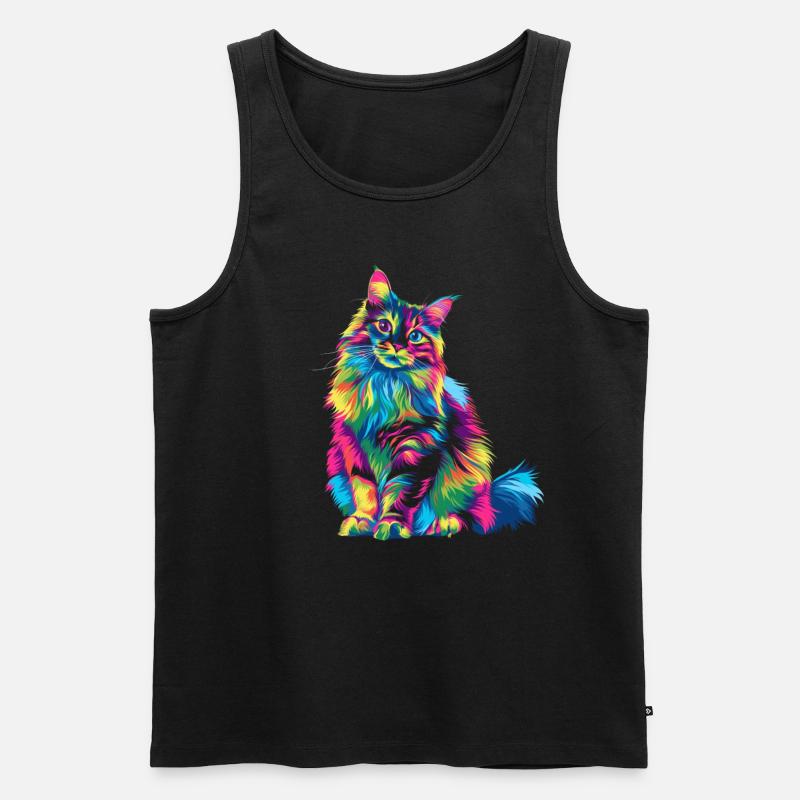 Ragdoll Katze Popart - Männer Premium Bio Tank Top - Schwarz