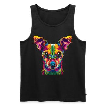 Rat Terrier Chien Popart - Débardeur bio Premium Homme - noir - Devant - Michal (187cm)