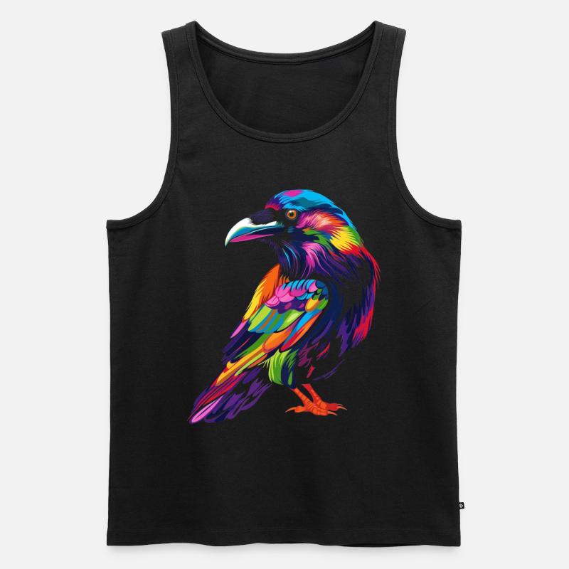 Rabe Krähe Vogel Popart - Männer Premium Bio Tank Top - Schwarz