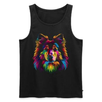Shetland Sheepdogs Hund Popart - Männer Premium Bio Tank Top - Schwarz - Vorne - Michal (187cm)