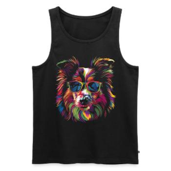 Shetland Sheepdogs Dog Sunglasses Popart - Men's Premium Organic Tank Top - black - Front - Michal (187cm)