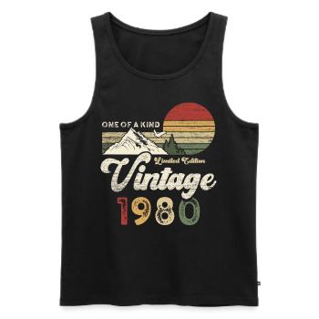 Millésime 1980 Anniversaire Montagnes - Débardeur bio Premium Homme - noir - Devant - Michal (187cm)