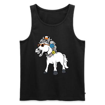 Cheval, Chevaux, Dame, Drôle, Drôle, Drôle, Gaule - Débardeur bio Premium Homme - noir - Devant - AI Model Male 178 light (178cm)