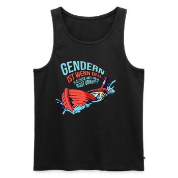 Gendern Tshirt Herren Damen Lustig Witzig Spruch - Männer Premium Bio Tank Top - Schwarz - Vorne - Michal (187cm)