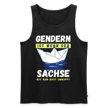 Gendern Tshirt Herren Damen Lustig Witzig Spruch - Männer Premium Bio Tank Top - Schwarz - Vorne - Michal (187cm)