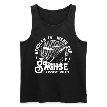 Gendern Tshirt Herren Damen Lustig Witzig Spruch - Männer Premium Bio Tank Top - Schwarz - Vorne - Michal (187cm)