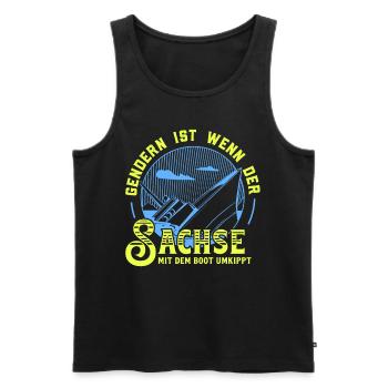 Gendern Tshirt Herren Damen Lustig Witzig Spruch - Männer Premium Bio Tank Top - Schwarz - Vorne - Michal (187cm)
