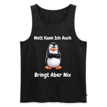 Penguin Tshirt Funny Funny Humor Sarcasm Office - Men's Premium Organic Tank Top - black - Front - Michal (187cm)