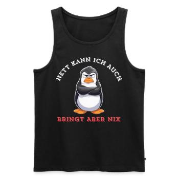 Penguin Tshirt Funny Funny Humor Sarcasm Office - Men's Premium Organic Tank Top - black - Front - Michal (187cm)