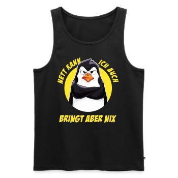 Penguin Tshirt Funny Funny Humor Sarcasm Office - Men's Premium Organic Tank Top - black - Front - Michal (187cm)