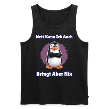 Penguin Tshirt Funny Funny Humor Sarcasm Office - Men's Premium Organic Tank Top - black - Front - Michal (187cm)