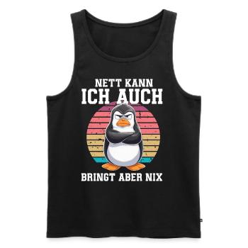 Penguin Tshirt Funny Funny Humor Sarcasm Office - Men's Premium Organic Tank Top - black - Front - Michal (187cm)