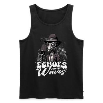Podcast Podcaster Podcasting Echoes And Waves - Männer Premium Bio Tank Top - Schwarz - Vorne - AI Model Male 178 light (178cm)