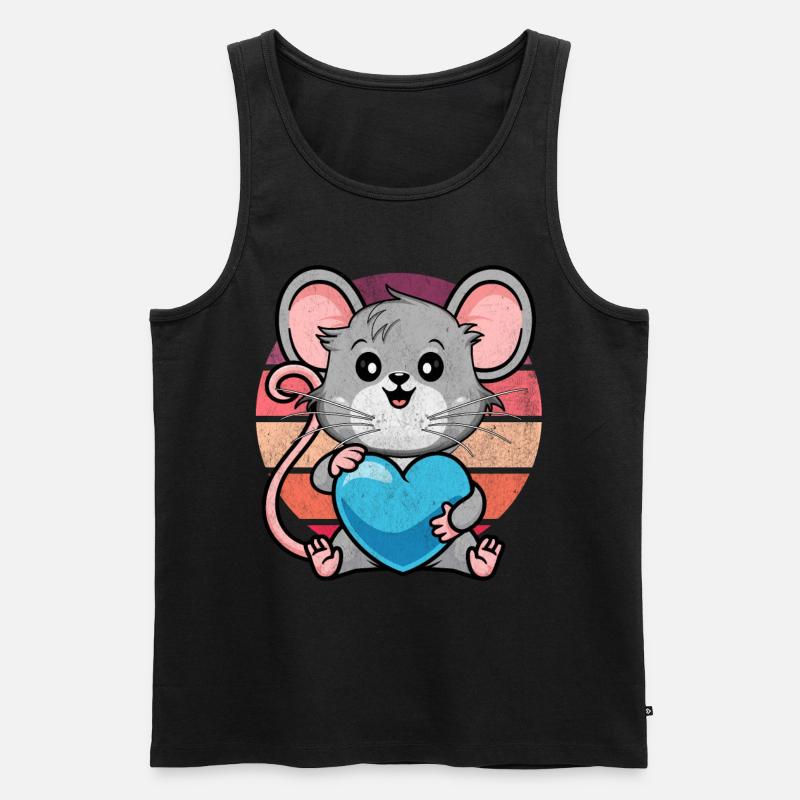 Ratte mit blauem Herz - Männer Premium Bio Tank Top - Schwarz