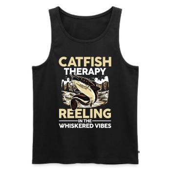 Catfish Therapy Reeling In The Whiskerde Vibes - Männer Premium Bio Tank Top - Schwarz - Vorne - Michal (187cm)