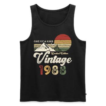 Millésime 1988 Anniversaire Montagnes - Débardeur bio Premium Homme - noir - Devant - Michal (187cm)