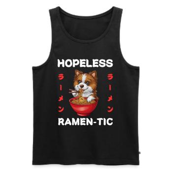 Dog Ramen Noodles Chibi Asia Noodle Soup Anime - Men's Premium Organic Tank Top - black - Front - Michal (187cm)