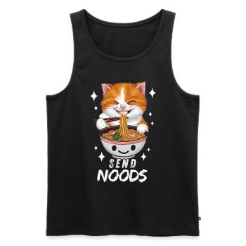 Chat Ramen Nouilles Chibi Asia Noodle Soupe Anime - Débardeur bio Premium Homme - noir - Devant - AI Model Male 178 light (178cm)