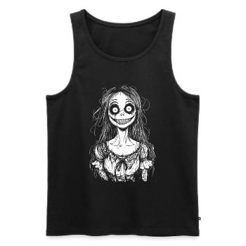 Horror Halloween Costume Grinning Zombie Girl - Men's Premium Organic Tank Top - black - Front - AI Model Male 178 light (178cm)