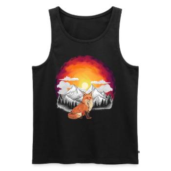 Natur Sonnenuntergang Fuchs Füchse Gebirge Berge - Männer Premium Bio Tank Top - Schwarz - Vorne - Michal (187cm)