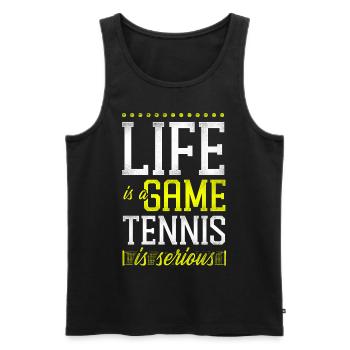Drôle de joueur de tennis raquette la vie est - Débardeur bio Premium Homme - noir - Devant - Michal (187cm)