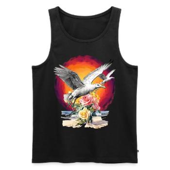 Seagulls Seagull Seagulls Maritime Sunset - Men's Premium Organic Tank Top - black - Front - AI Model Male 178 light (178cm)