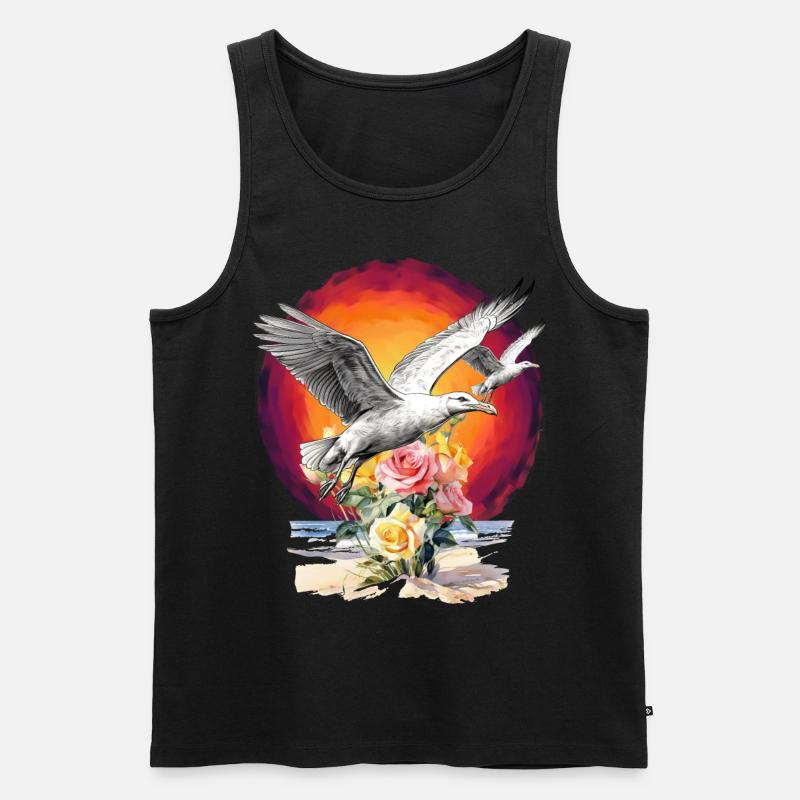 Seagulls Seagull Seagulls Maritime Sunset - Men's Premium Organic Tank Top - black