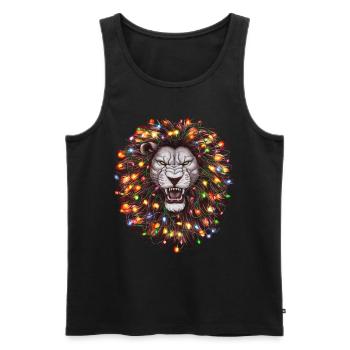 Lion Moche Noël Noël Père Noël - Débardeur bio Premium Homme - noir - Devant - AI Model Male 178 light (178cm)