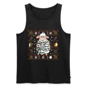 Schaf Ugly Christmas Weihnachten Xmas Santa - Männer Premium Bio Tank Top - Schwarz - Vorne - AI Model Male 178 light (178cm)