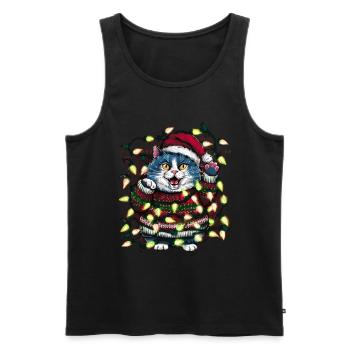 Chat Moche Noël Noël Père Noël - Débardeur bio Premium Homme - noir - Devant - Michal (187cm)
