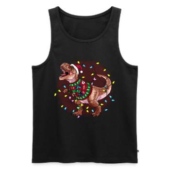 Dinosaure Moche Noël Noël Père Noël - Débardeur bio Premium Homme - noir - Devant - Michal (187cm)