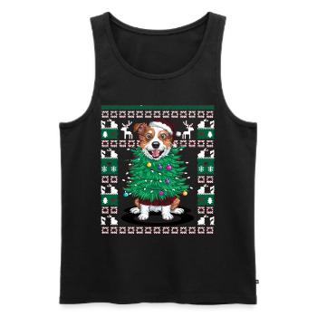 Hund Ugly Christmas Weihnachten Xmas Santa Claus - Männer Premium Bio Tank Top - Schwarz - Vorne - Michal (187cm)