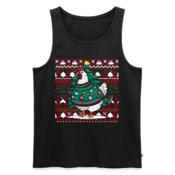 Huhn Ugly Christmas Weihnachten Xmas Santa Claus - Männer Premium Bio Tank Top - Schwarz - Vorne - Michal (187cm)